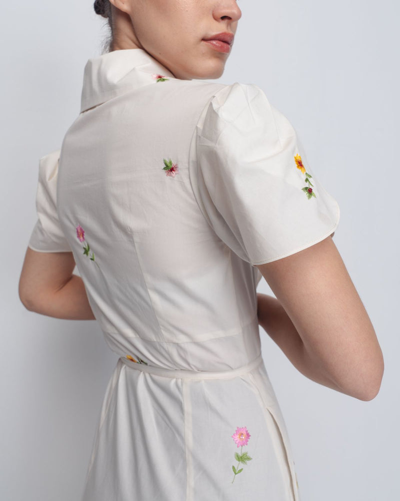 Gami Embroidered Dress - White cotton Buy Gami Embroidered Dress - White from C&W | Dresses for Women by Leh Studios in white color for women in Singapore