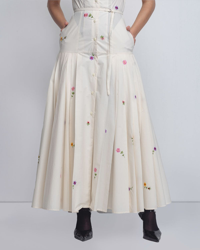 Gami Embroidered Dress - White cotton Buy Gami Embroidered Dress - White from C&W | Dresses for Women by Leh Studios in white color for women in Singapore