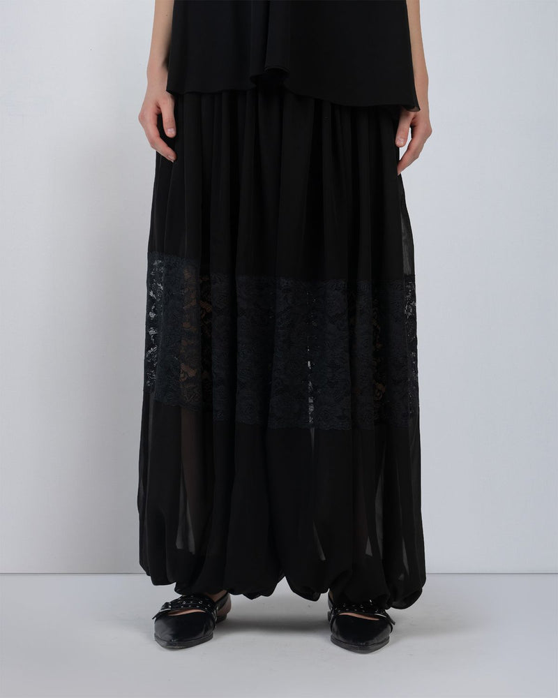 GEORGETTE BALOON PANTS - Black pant/trouser by Leh Studios in black for women in Singapore