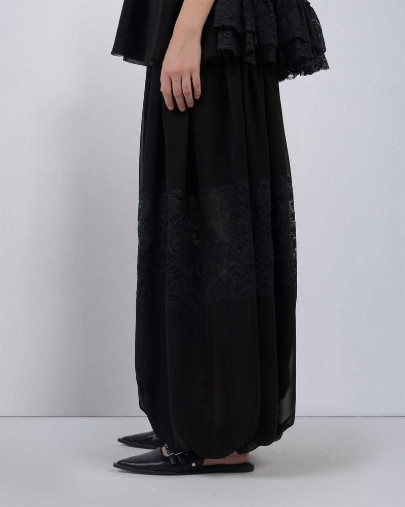GEORGETTE BALOON PANTS - Black pant/trouser by Leh Studios in black for women in Singapore