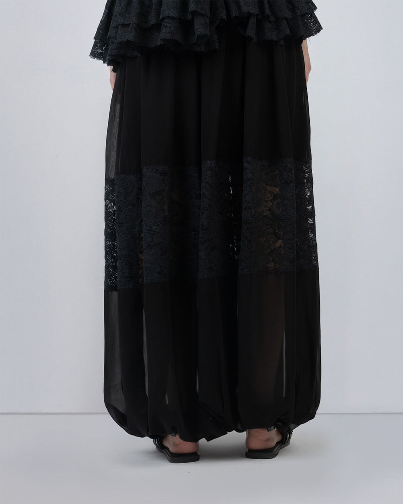 GEORGETTE BALOON PANTS - Black pant/trouser by Leh Studios in black for women in Singapore