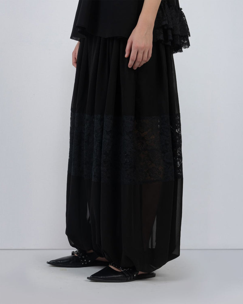 GEORGETTE BALOON PANTS - Black pant/trouser by Leh Studios in black for women in Singapore