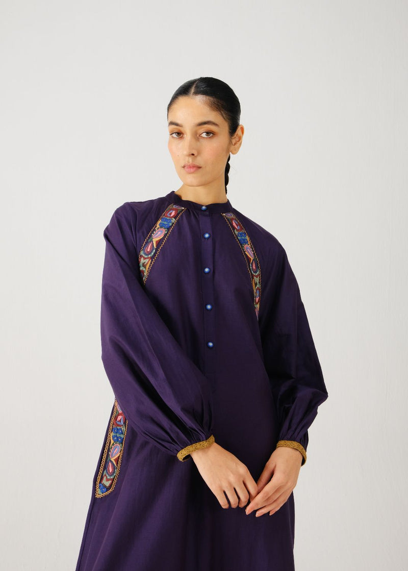Goa dress-Ink band emb. silk by CORD for women in Singapore