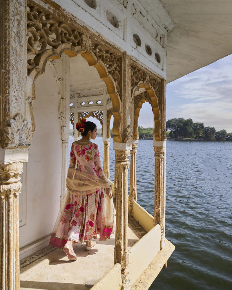 GUL NUDE PINK ANARKALI SET by Rajiramniq for women in Singapore