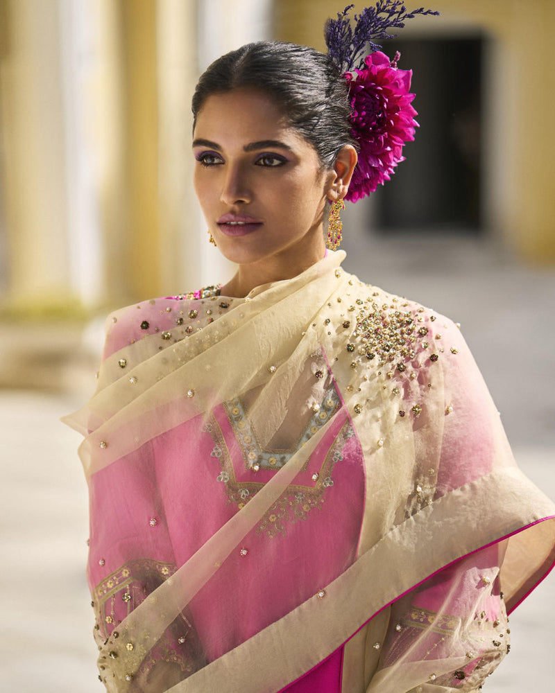 GUL HOT PINK SILK SHARARA SET silk by Rajiramniq for women in Singapore