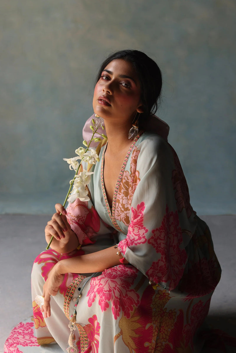 GUL ICE BLUE KAFTAN DRESS