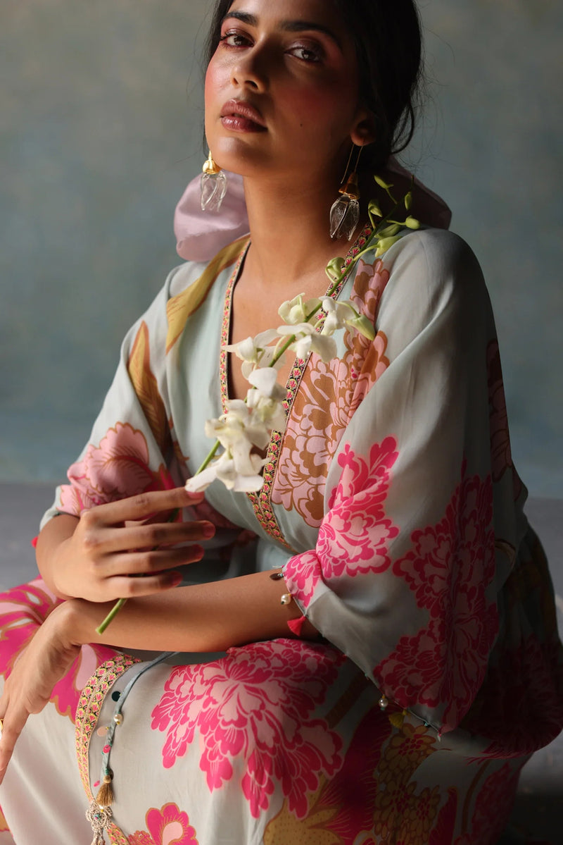 GUL ICE BLUE KAFTAN DRESS