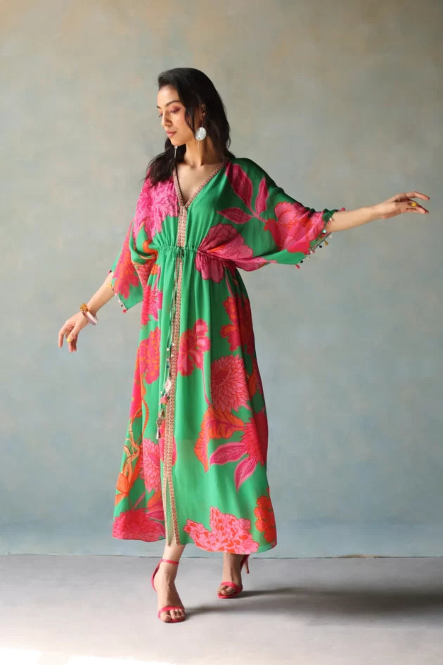 GUL GREEN KAFTAN DRESS by Rajiramniq for women in Singapore