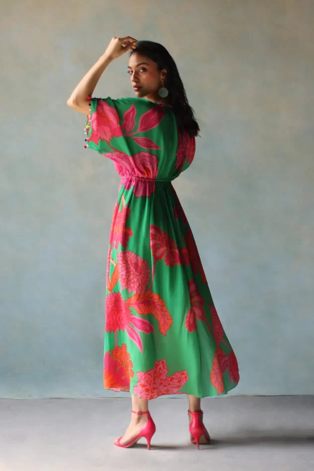 GUL GREEN KAFTAN DRESS by Rajiramniq for women in Singapore