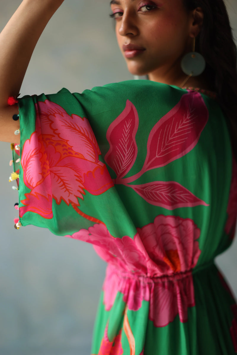 GUL GREEN KAFTAN DRESS by Rajiramniq for women in Singapore