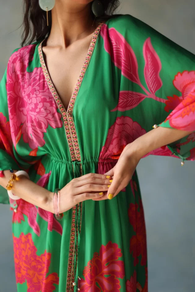 GUL GREEN KAFTAN DRESS by Rajiramniq for women in Singapore