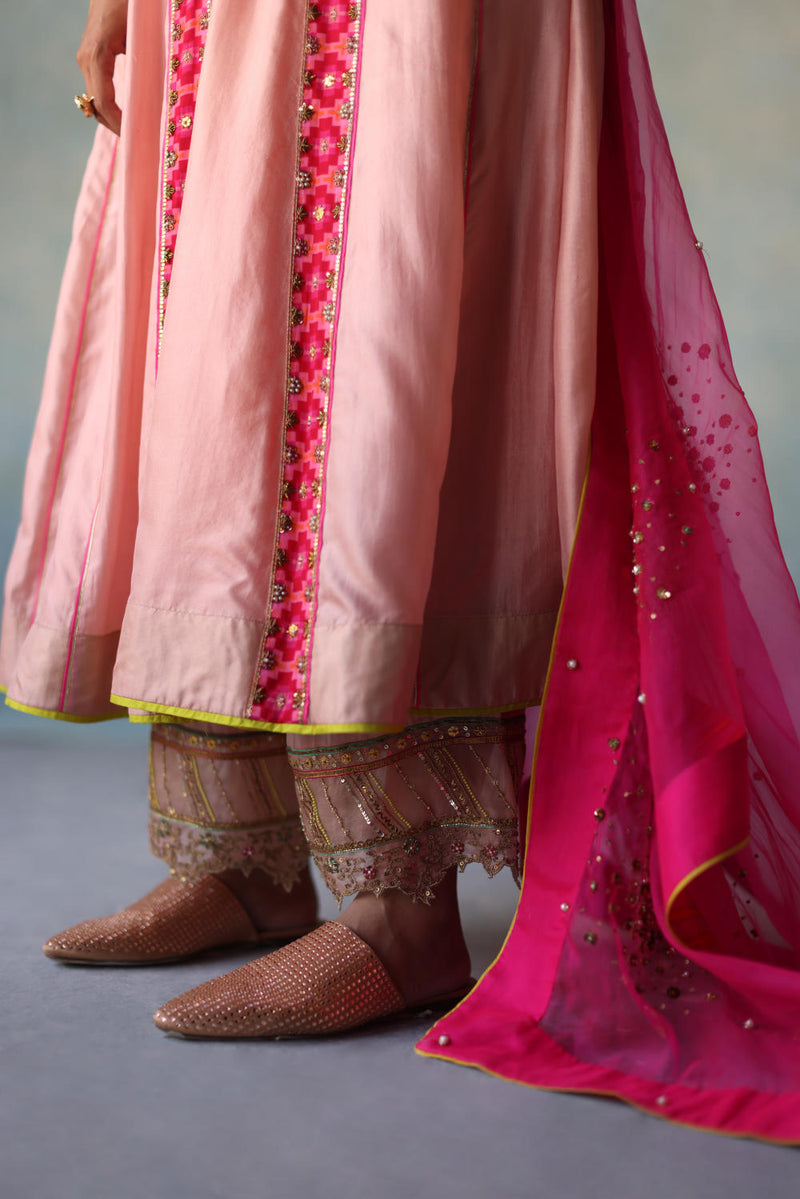 GUL NUDE PINK SIDE KALI SILK KURTA SET silk by Rajiramniq for women in Singapore