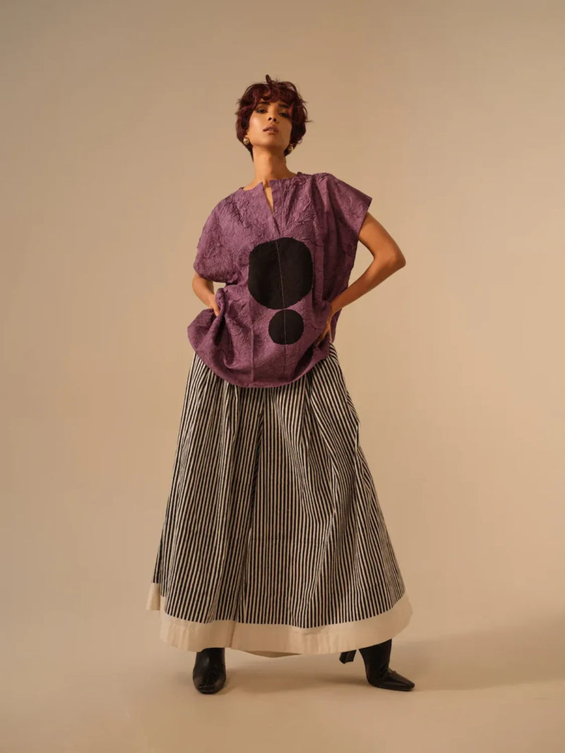 Gale Pants-Natural + Black handwoven cotton pants/trousers by Stoique in black for women in Singapore