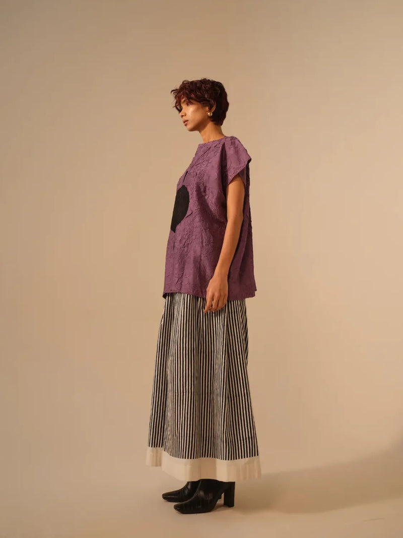 Gale Pants-Natural + Black handwoven cotton pants/trousers by Stoique in black for women in Singapore