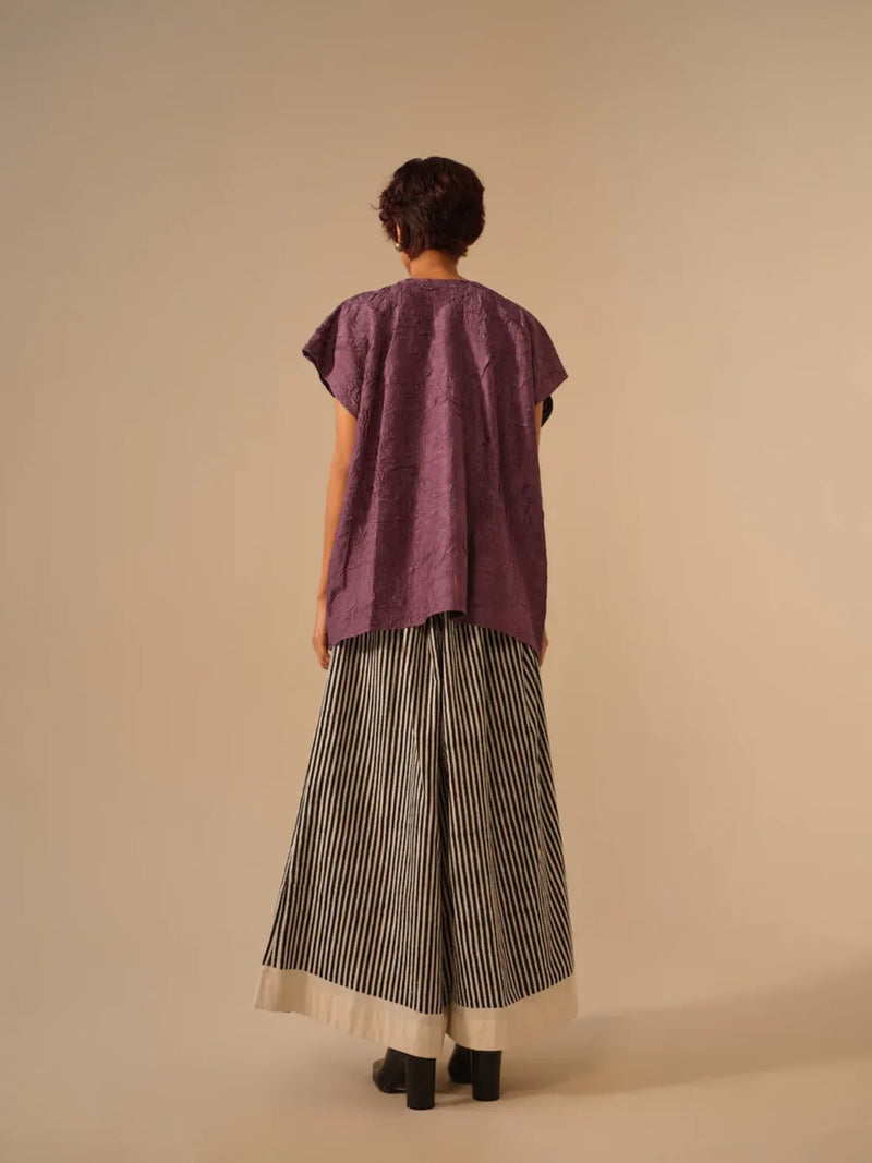 Gale Pants-Natural + Black handwoven cotton pants/trousers by Stoique in black for women in Singapore