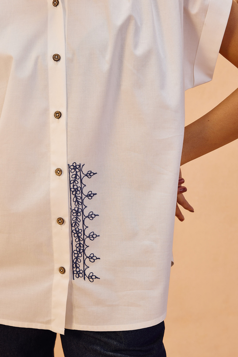 Garden Gate Organic Cotton Shirt organic cotton poplin top/shirt by SUI in white for women in Singapore