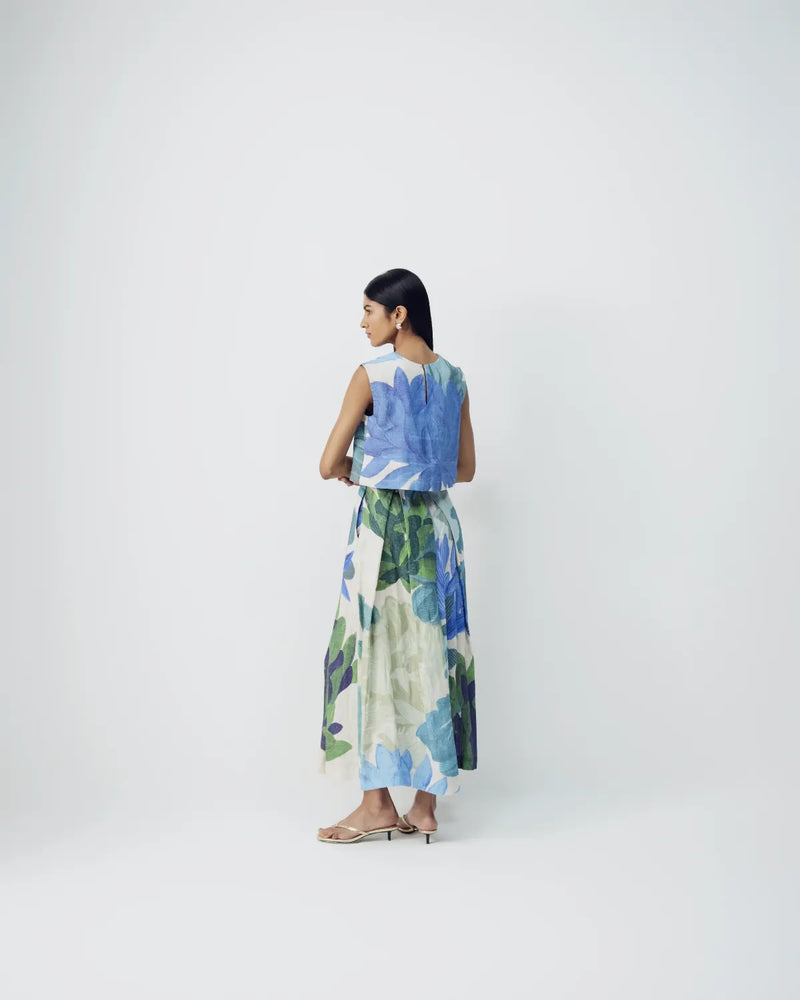Garden Party Linen Top & Skirt Set all linen by YAM in multi color for women in Singapore