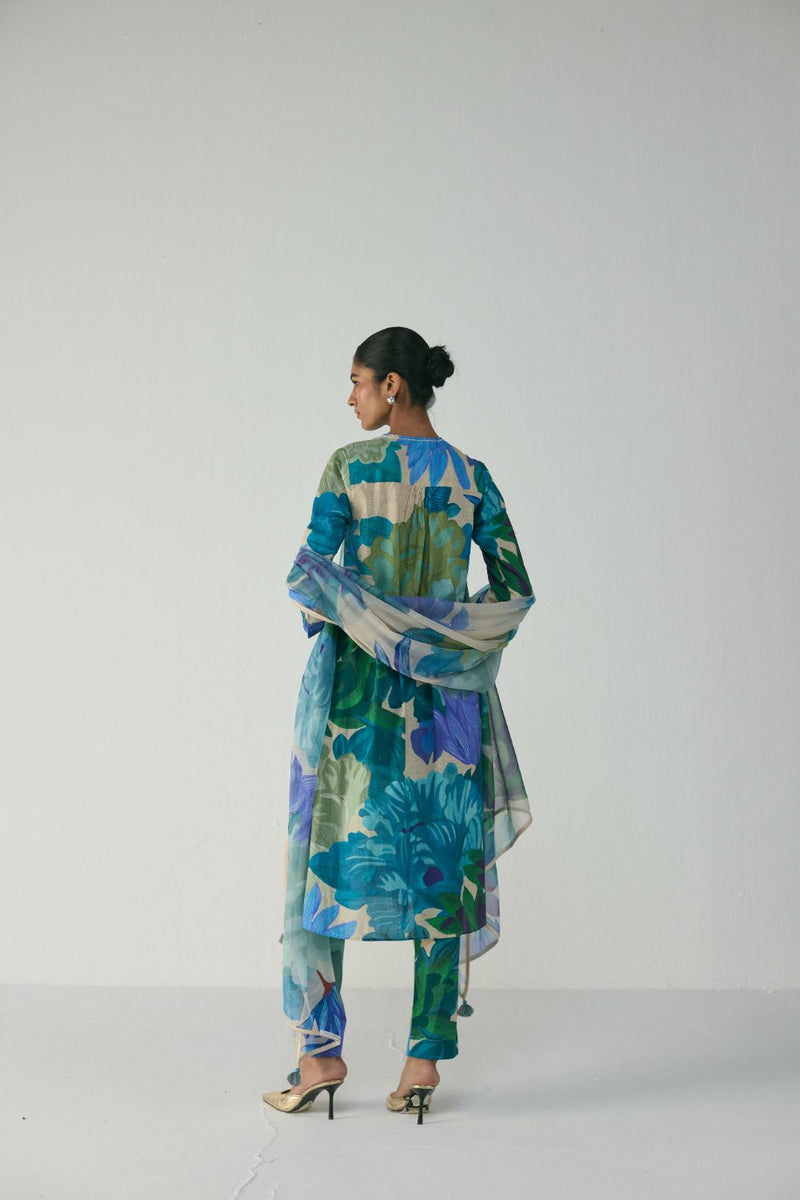 Garden Party Long Cotton Kurta Set cotton by YAM in multi color for women in Singapore