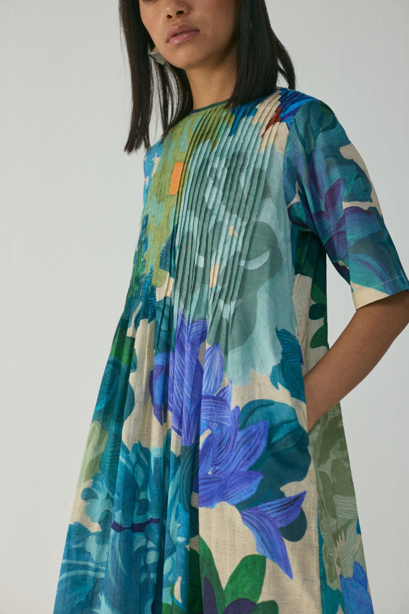 Garden Party Pintucks Dress cotton by YAM in multi color for women in Singapore