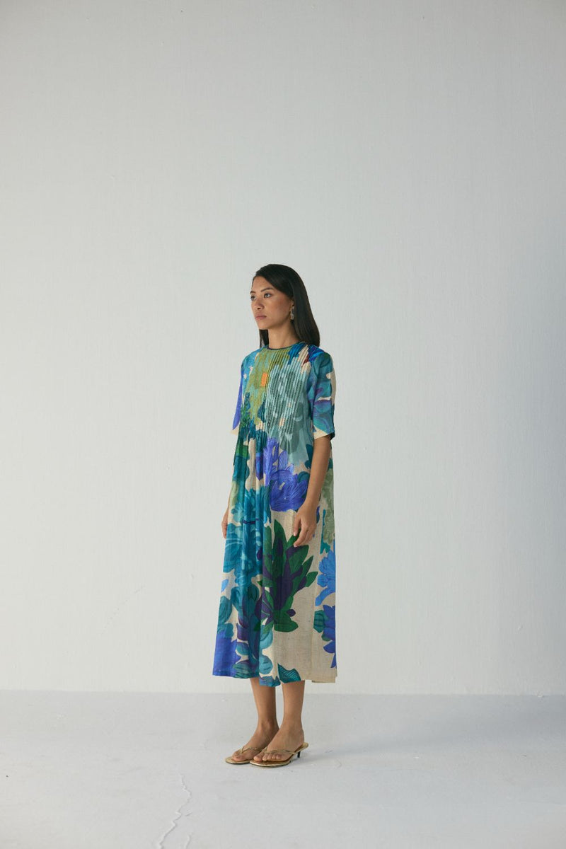 Garden Party Pintucks Dress cotton by YAM in multi color for women in Singapore