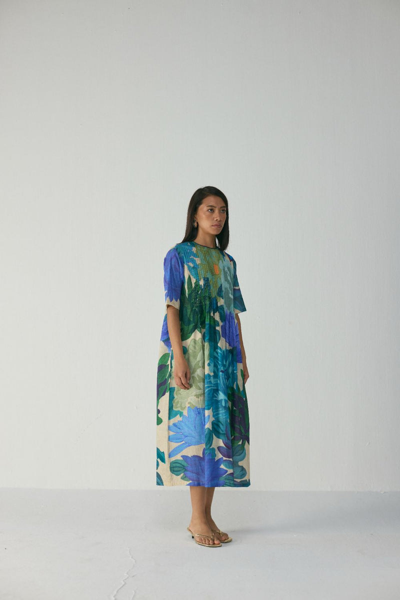 Garden Party Pintucks Dress cotton by YAM in multi color for women in Singapore