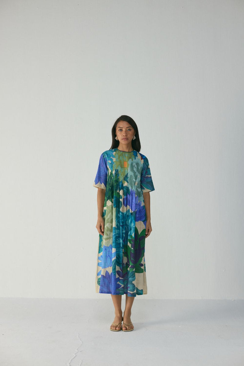 Garden Party Pintucks Dress cotton by YAM in multi color for women in Singapore