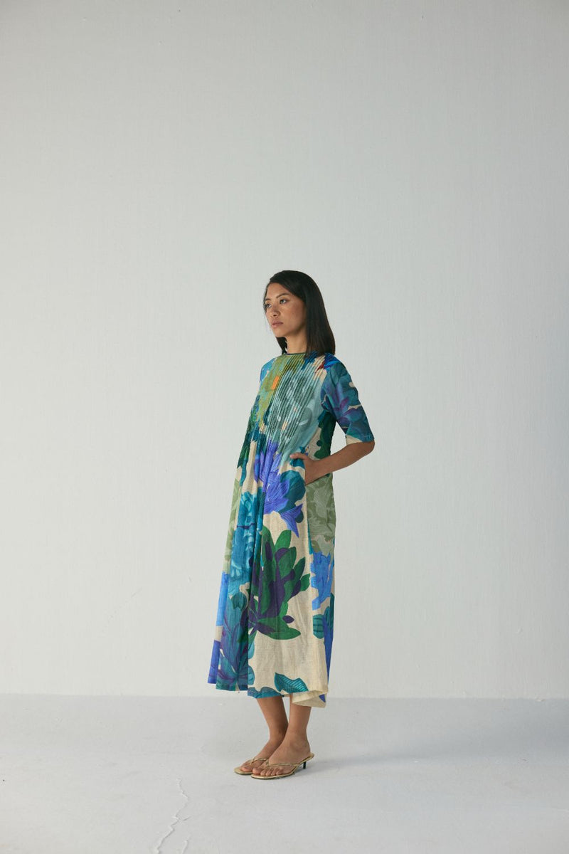 Garden Party Pintucks Dress cotton by YAM in multi color for women in Singapore