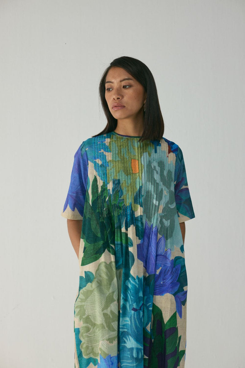 Garden Party Pintucks Dress cotton by YAM in multi color for women in Singapore