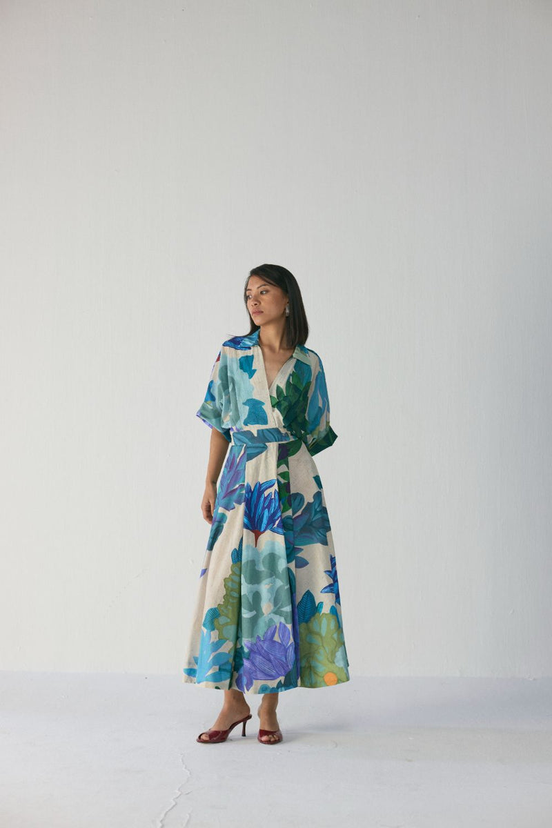 Garden Party Shirt Dress poplin by YAM in multi color for women in Singapore