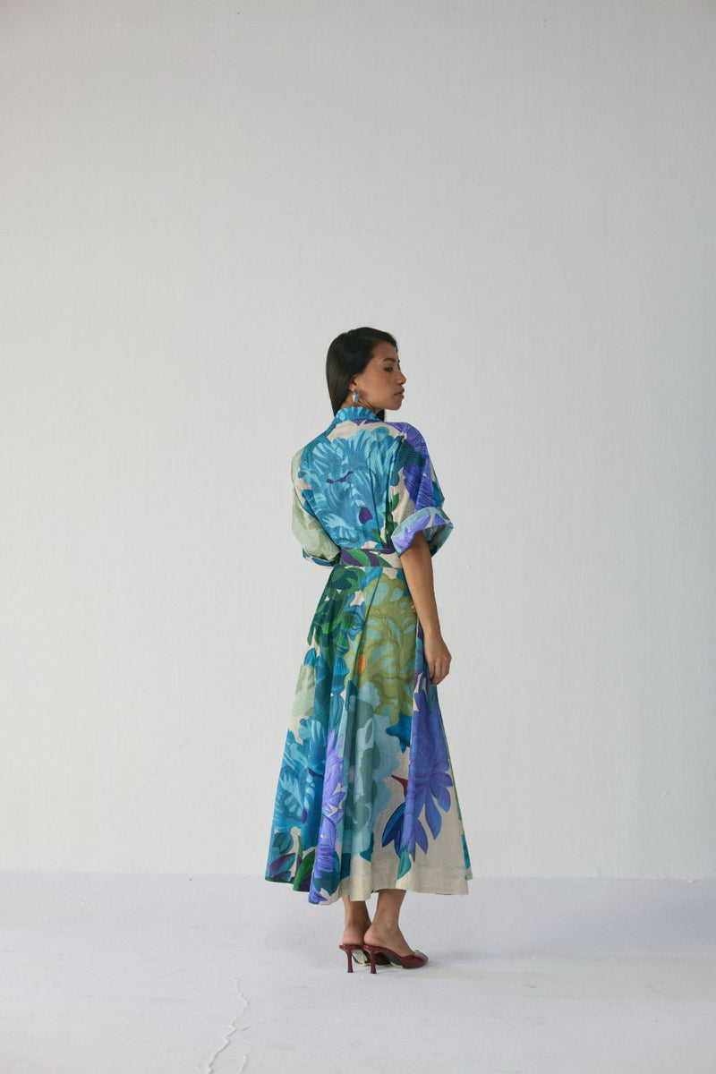 Garden Party Shirt Dress poplin by YAM in multi color for women in Singapore