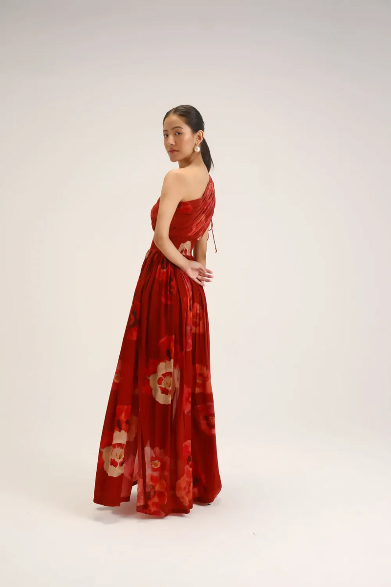 Gardenia Red One Shoulder Dress