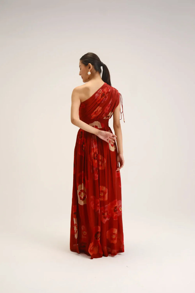 Gardenia Red One Shoulder Dress