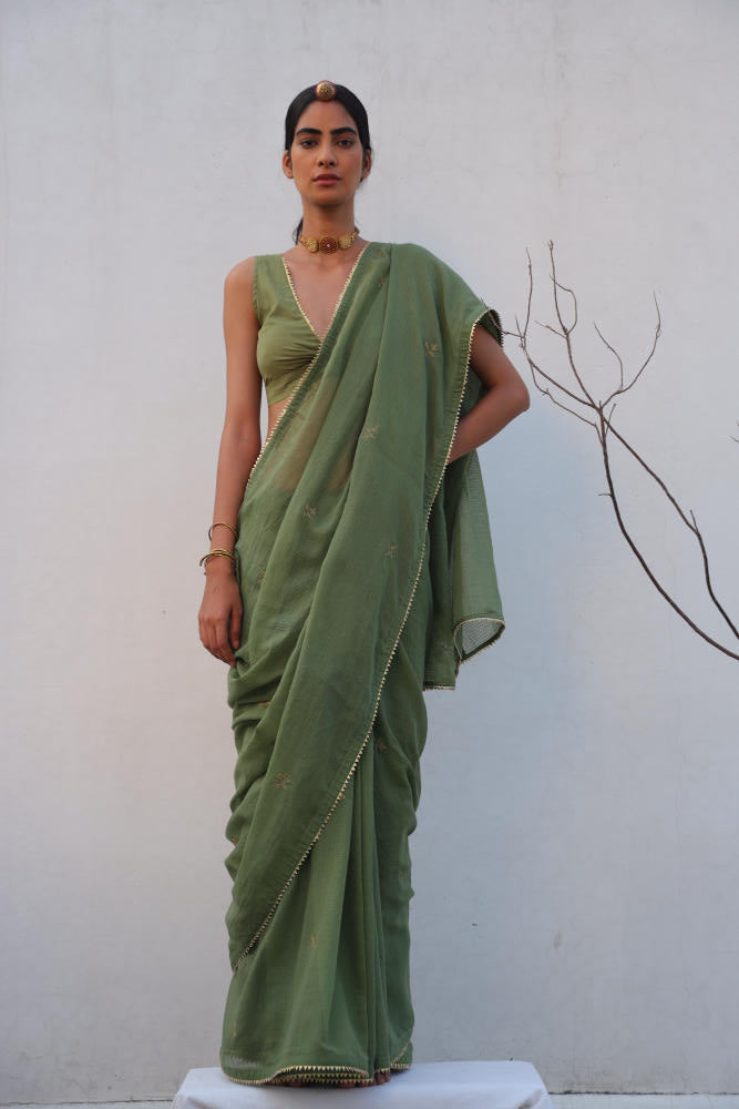 Gauhar sari Saree by Khara Kapas in green for women in Singapore