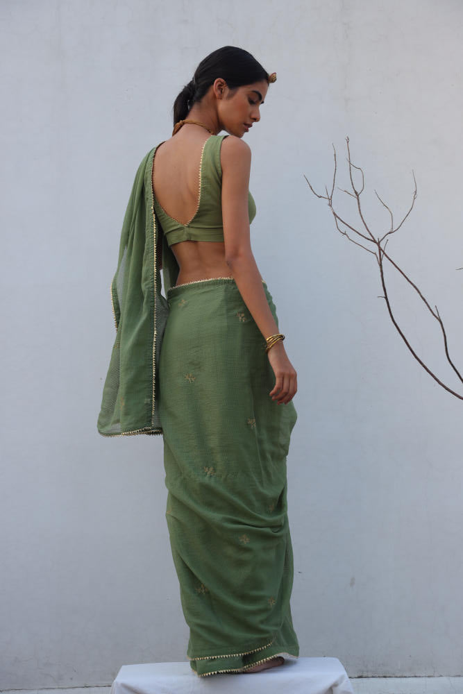 Gauhar sari Saree by Khara Kapas in green for women in Singapore