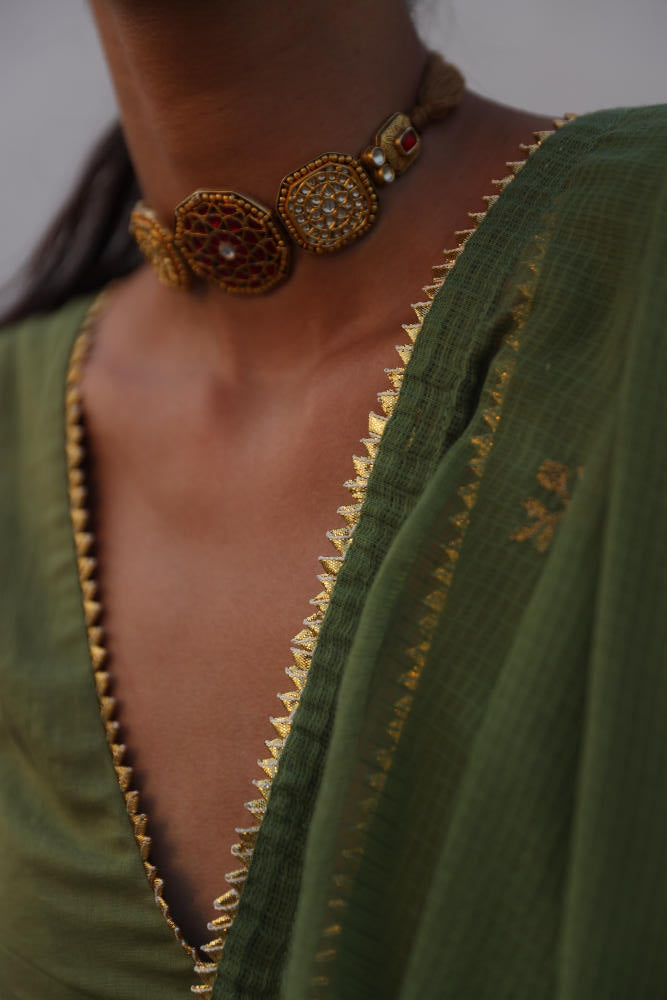 Gauhar sari Saree by Khara Kapas in green for women in Singapore