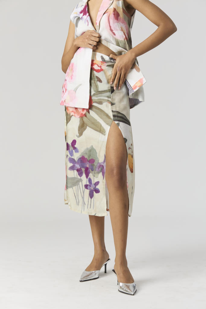 GIA JACKET & SKIRT SET silk by Yam in mint color for women in Singapore