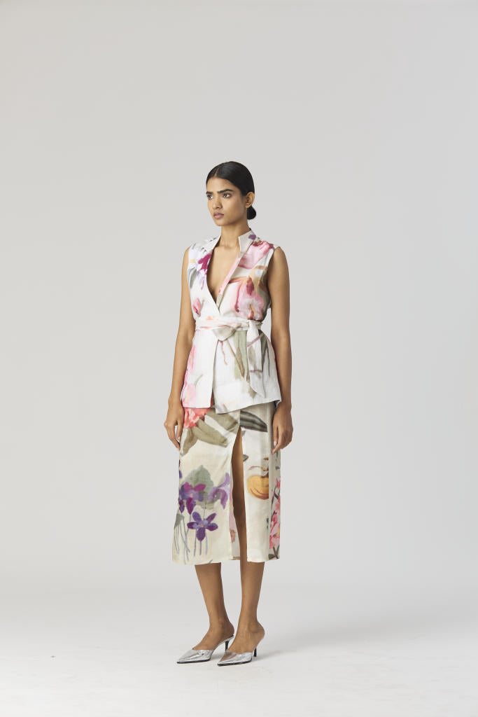 GIA JACKET & SKIRT SET silk by Yam in mint color for women in Singapore