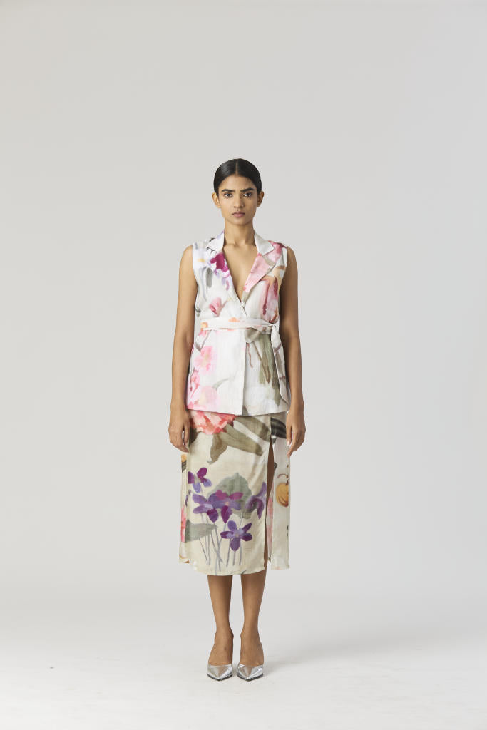 GIA JACKET & SKIRT SET silk by Yam in mint color for women in Singapore
