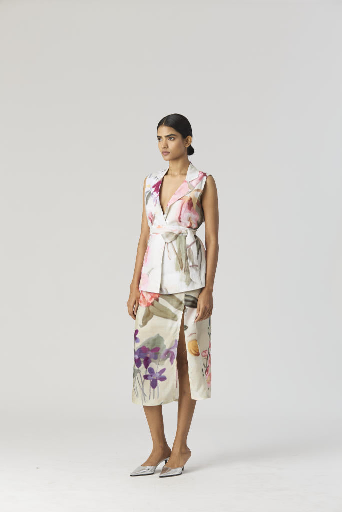 GIA JACKET & SKIRT SET silk by Yam in mint color for women in Singapore