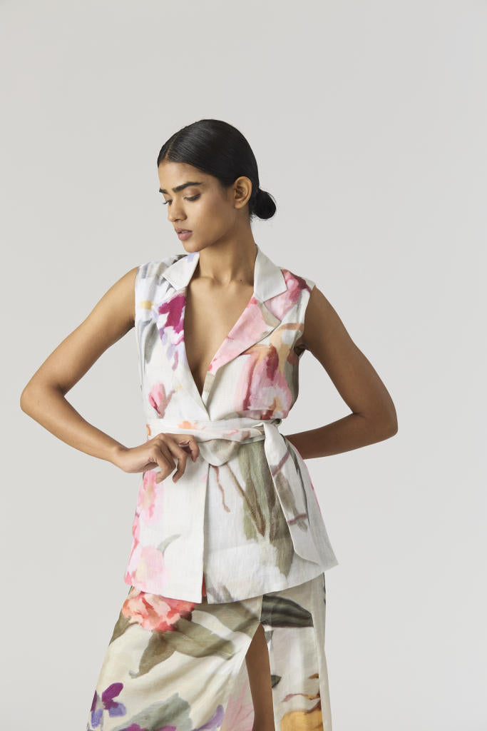 GIA JACKET & SKIRT SET silk by Yam in mint color for women in Singapore