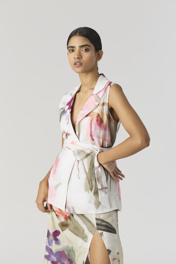 GIA JACKET & SKIRT SET silk by Yam in mint color for women in Singapore