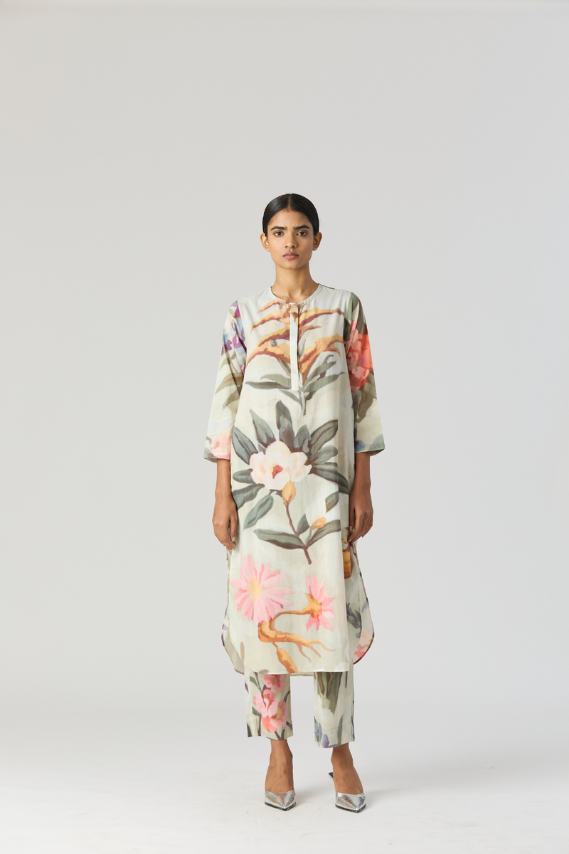 GIA LONG KURTA SET cotton by Yam in mint color for women in Singapore