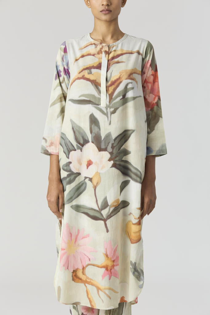 GIA LONG KURTA SET cotton by Yam in mint color for women in Singapore