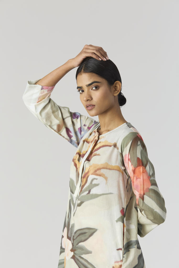 GIA LONG KURTA SET cotton by Yam in mint color for women in Singapore