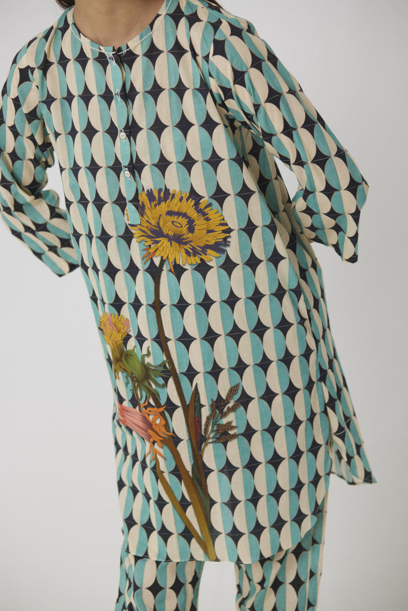 GIFU SHORT COTTON KURTA SET cotton by Yam in multi color for women in Singapore