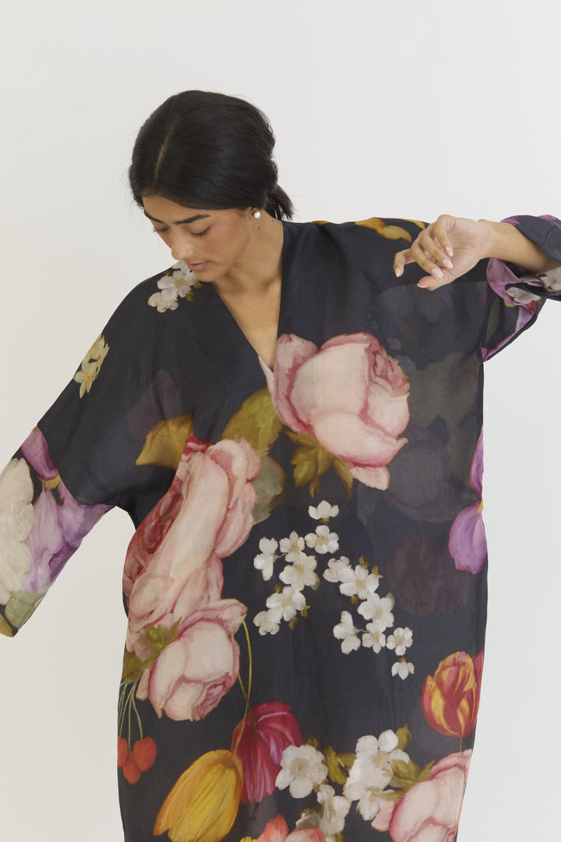 GLORY BLACK SILK KAFTAN SET silk by Yam for women in Singapore