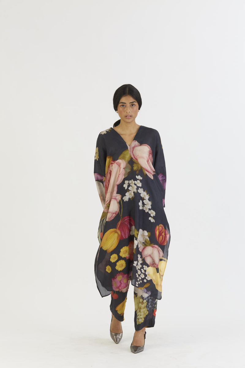 GLORY BLACK SILK KAFTAN SET silk by Yam for women in Singapore