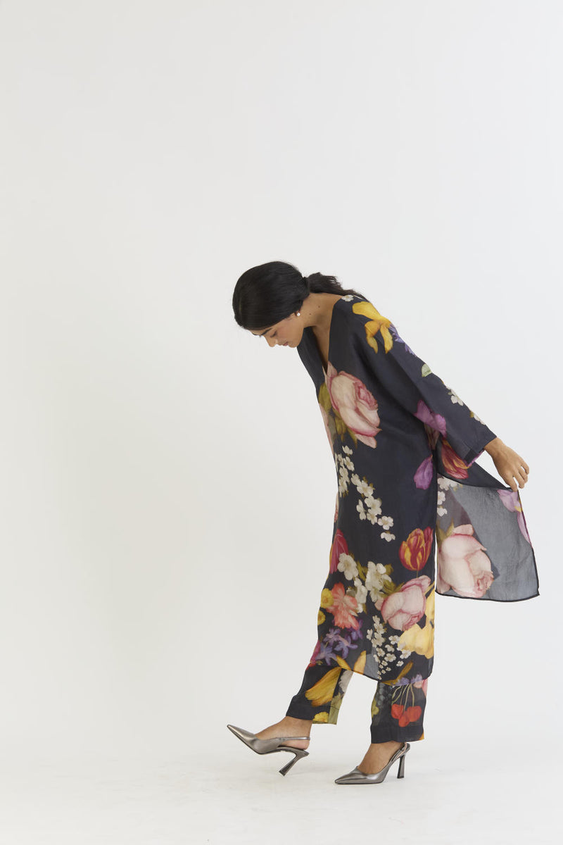 GLORY BLACK SILK KAFTAN SET silk by Yam for women in Singapore