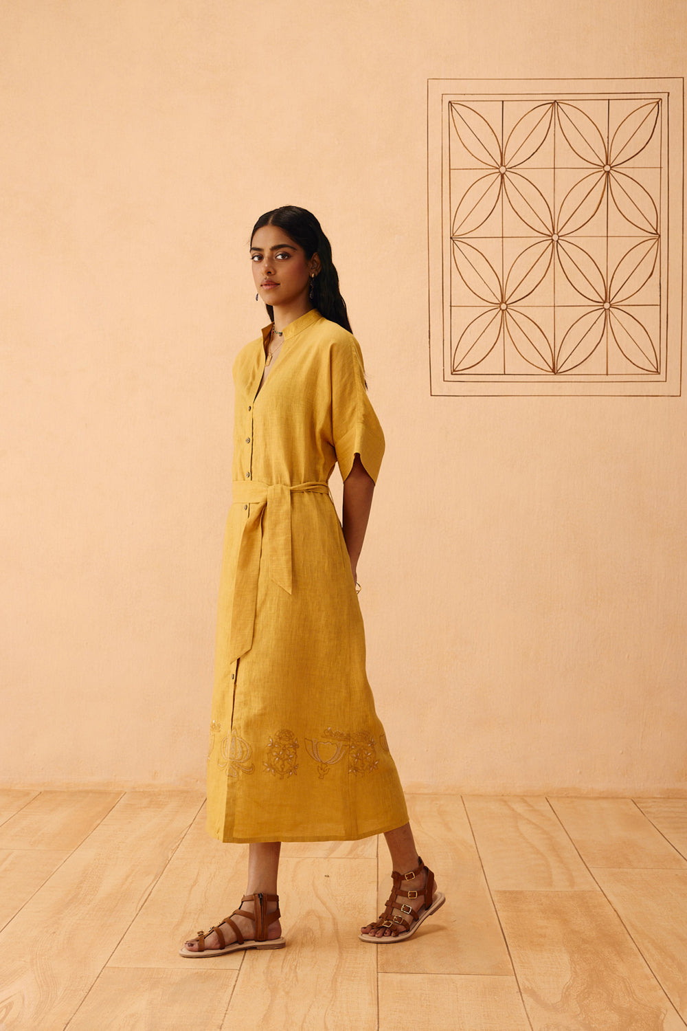 Buy Golden Palm Linen Maxi Dress in Singapore