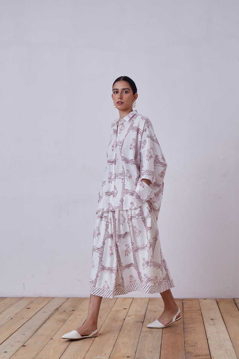 Goonj Red Hand Printed Shirt cotton cambric top/shirt by The Summer House for women in Singapore